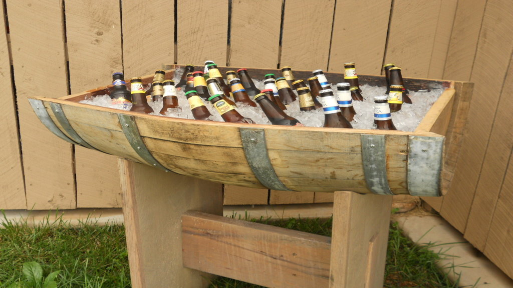Wine barrel beverage display