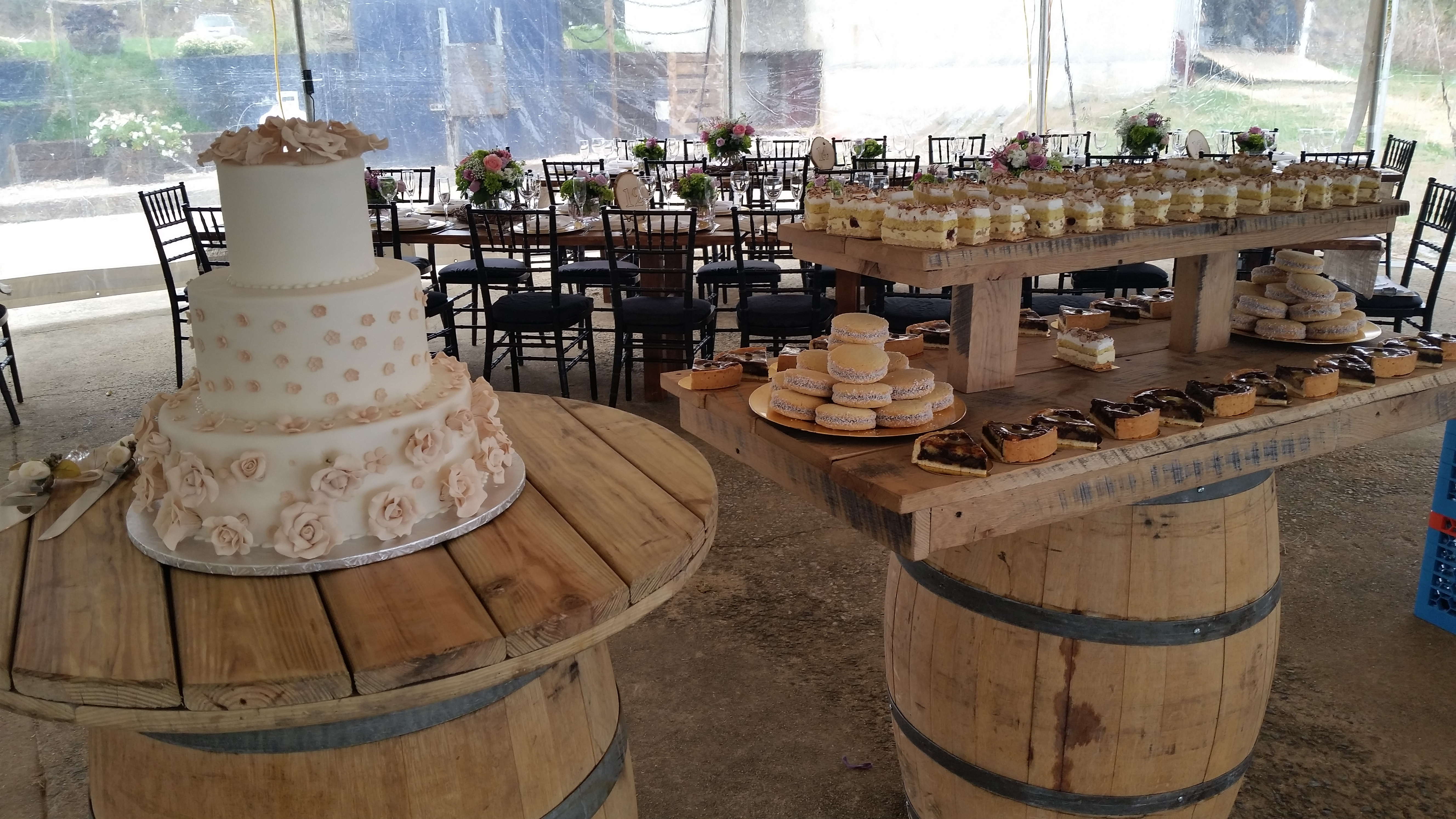 Wine barrel display stand